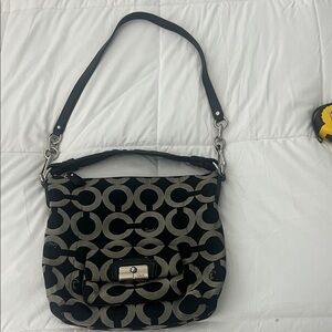 Coach Black and Gray Patterned Shoulder Bag